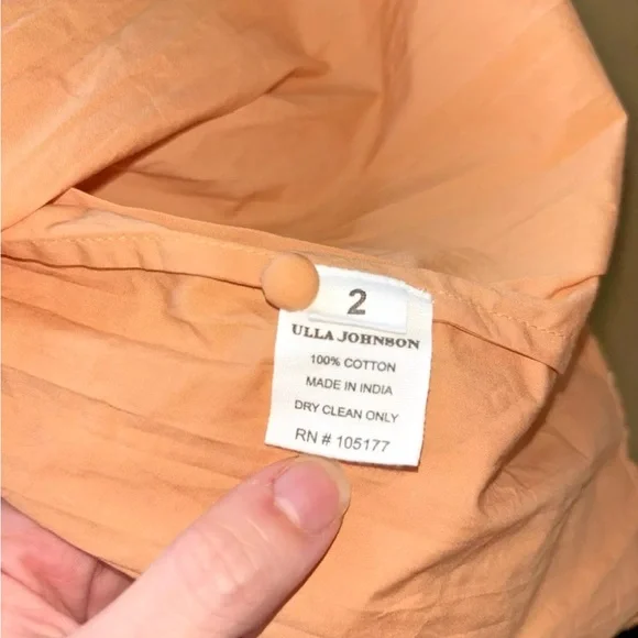 NWT Ulla Johnson Cosette Pleated Poplin Midi Dress w/Pockets Pale Peach Size 2 - Picture 13 of 13